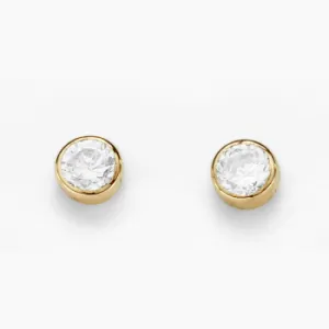 9CT BEZEL-SET 4MM CZ EARRINGS