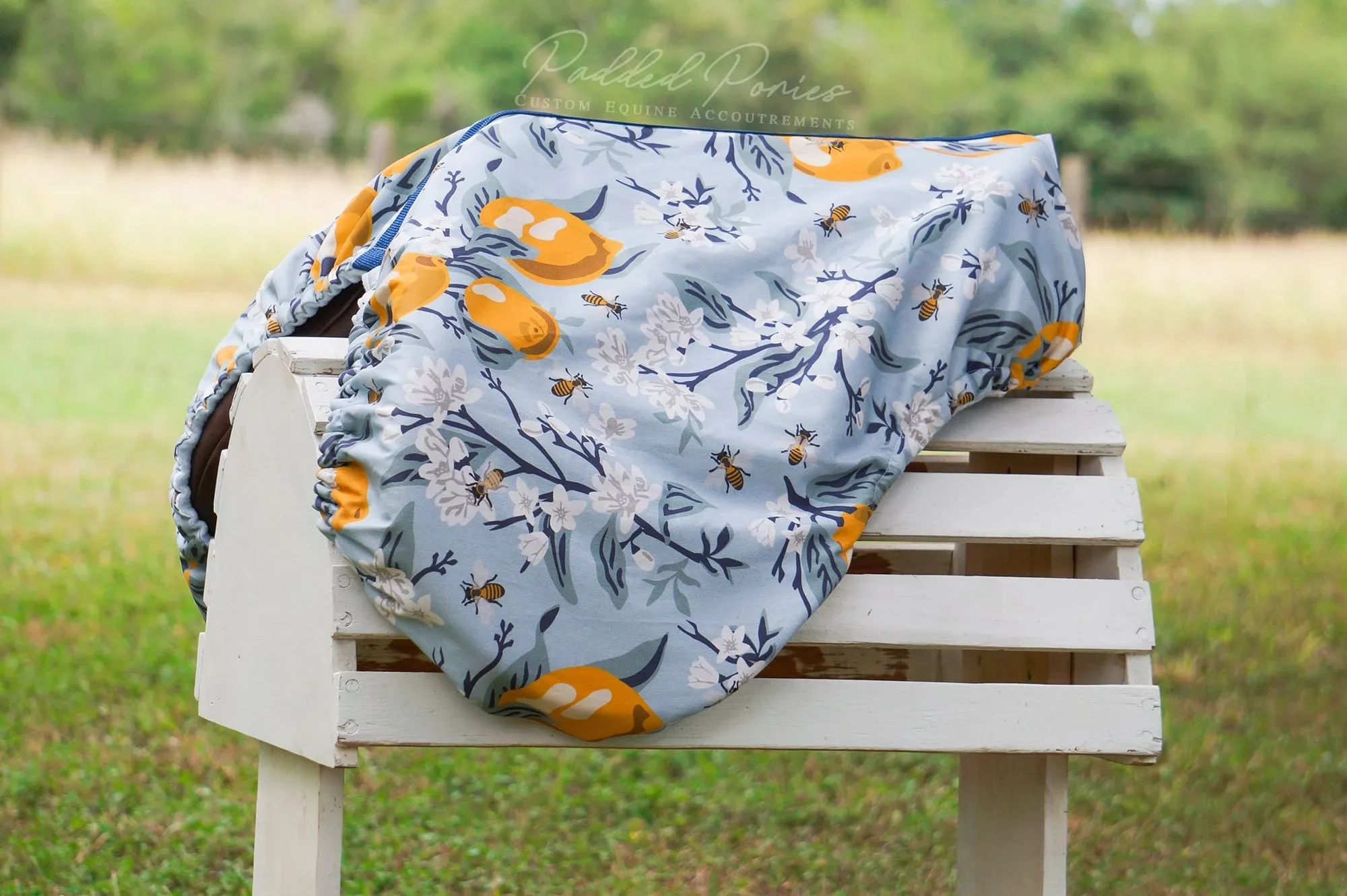 Custom Saddle Cover Lemons and Bees