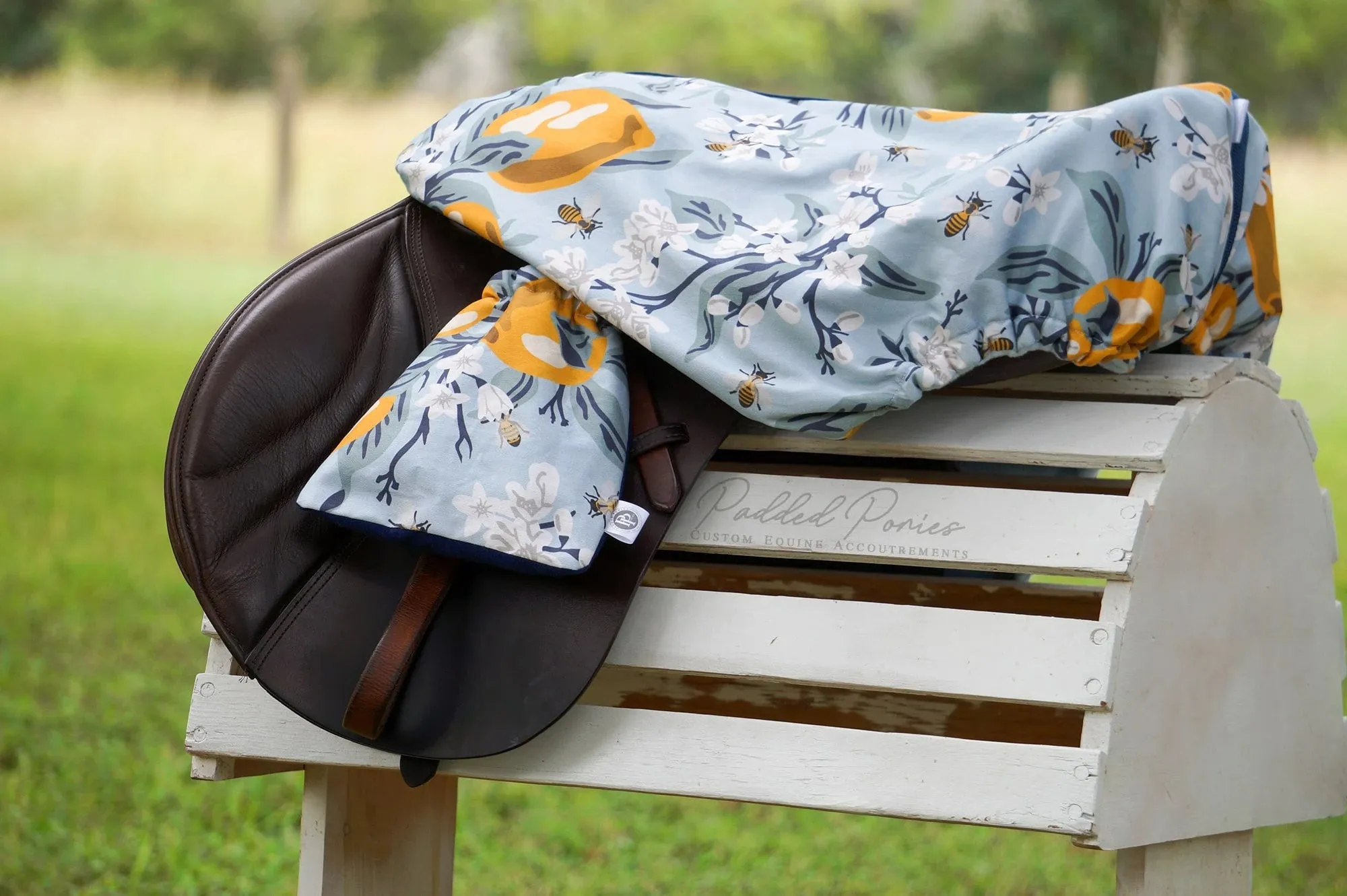 Custom Saddle Cover Lemons and Bees