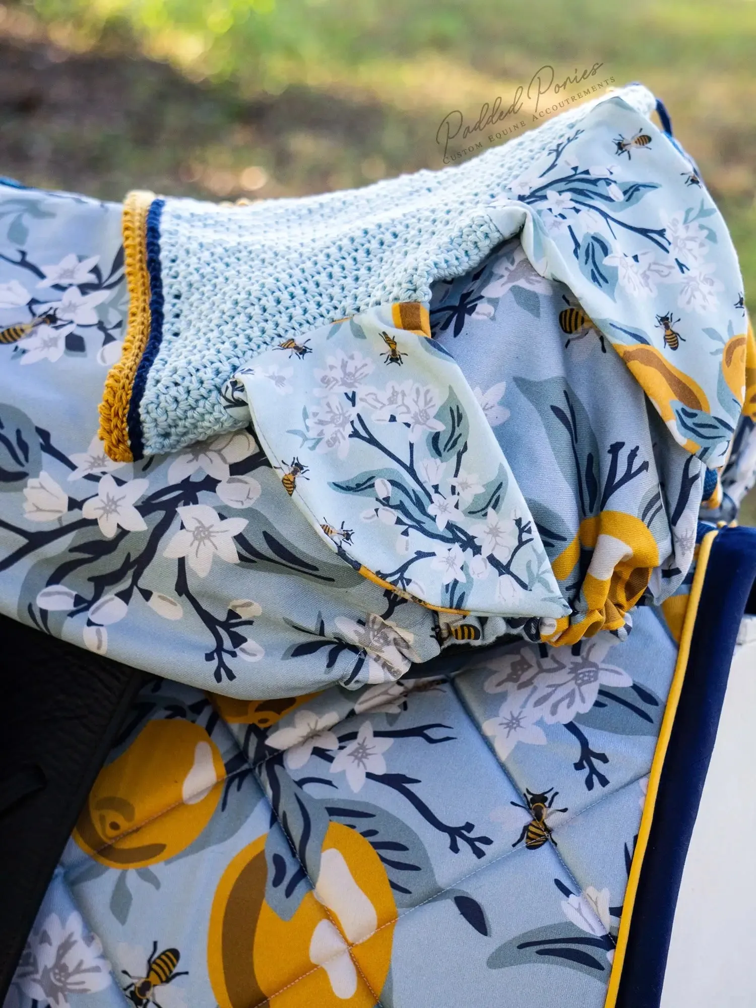 Custom Saddle Cover Lemons and Bees