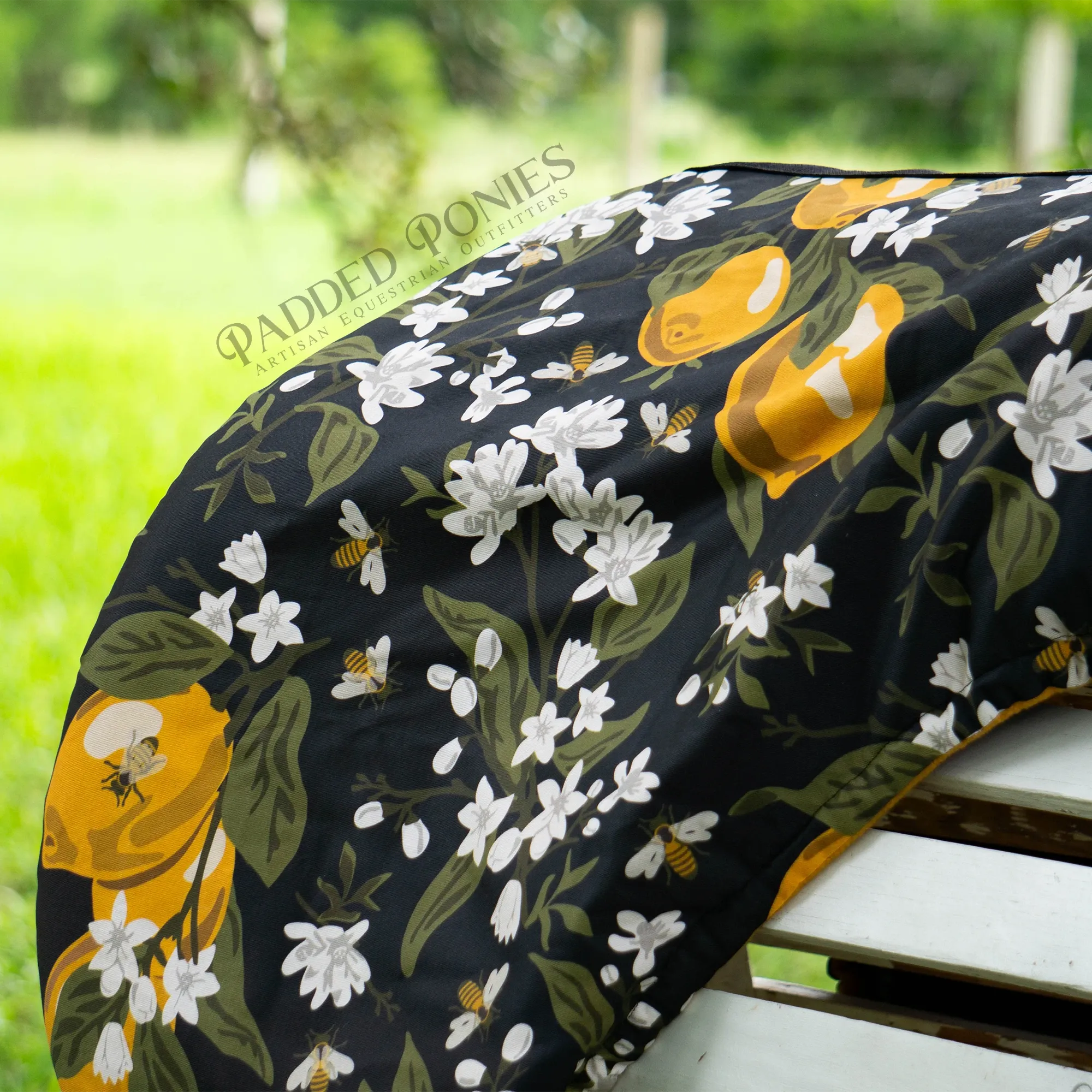 Custom Saddle Cover Lemons and Bees