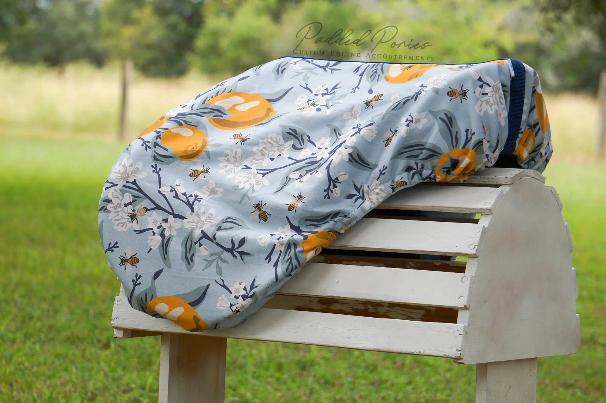 Custom Saddle Cover Lemons and Bees