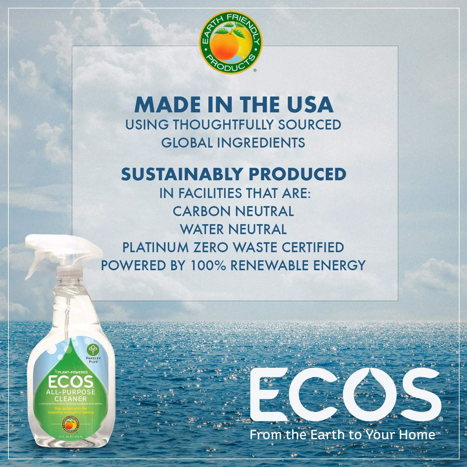 Earth Friendly Products ECOS Parsley Plus All Purpose Household Cleaner, 22 oz