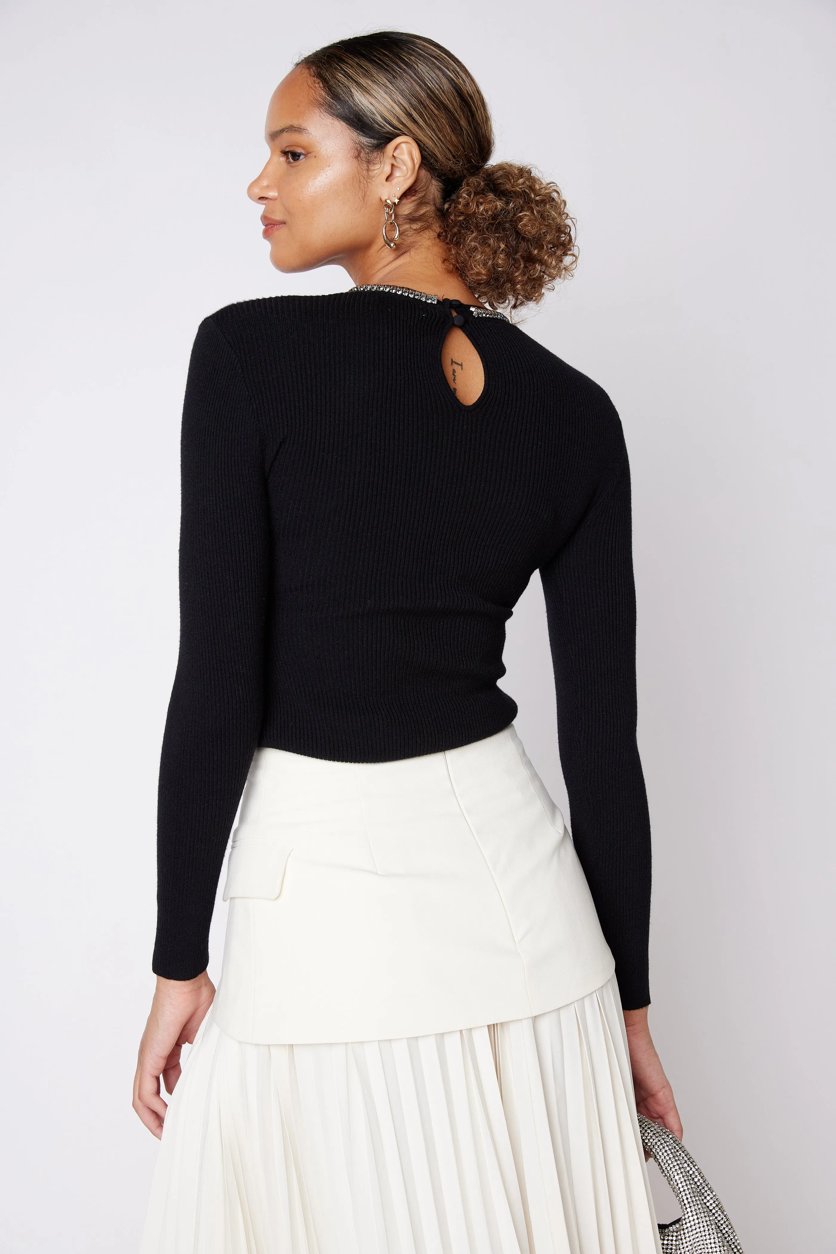 Eaton Rhinestone Trim Sweater