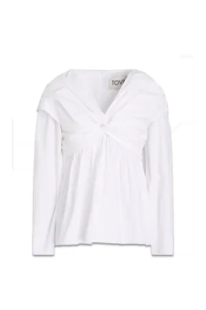 Elena Twist-front Cotton-poplin Blouse