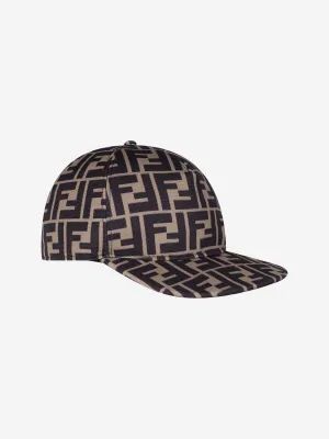 Fendi Kids Zucca Logo Cap in Brown
