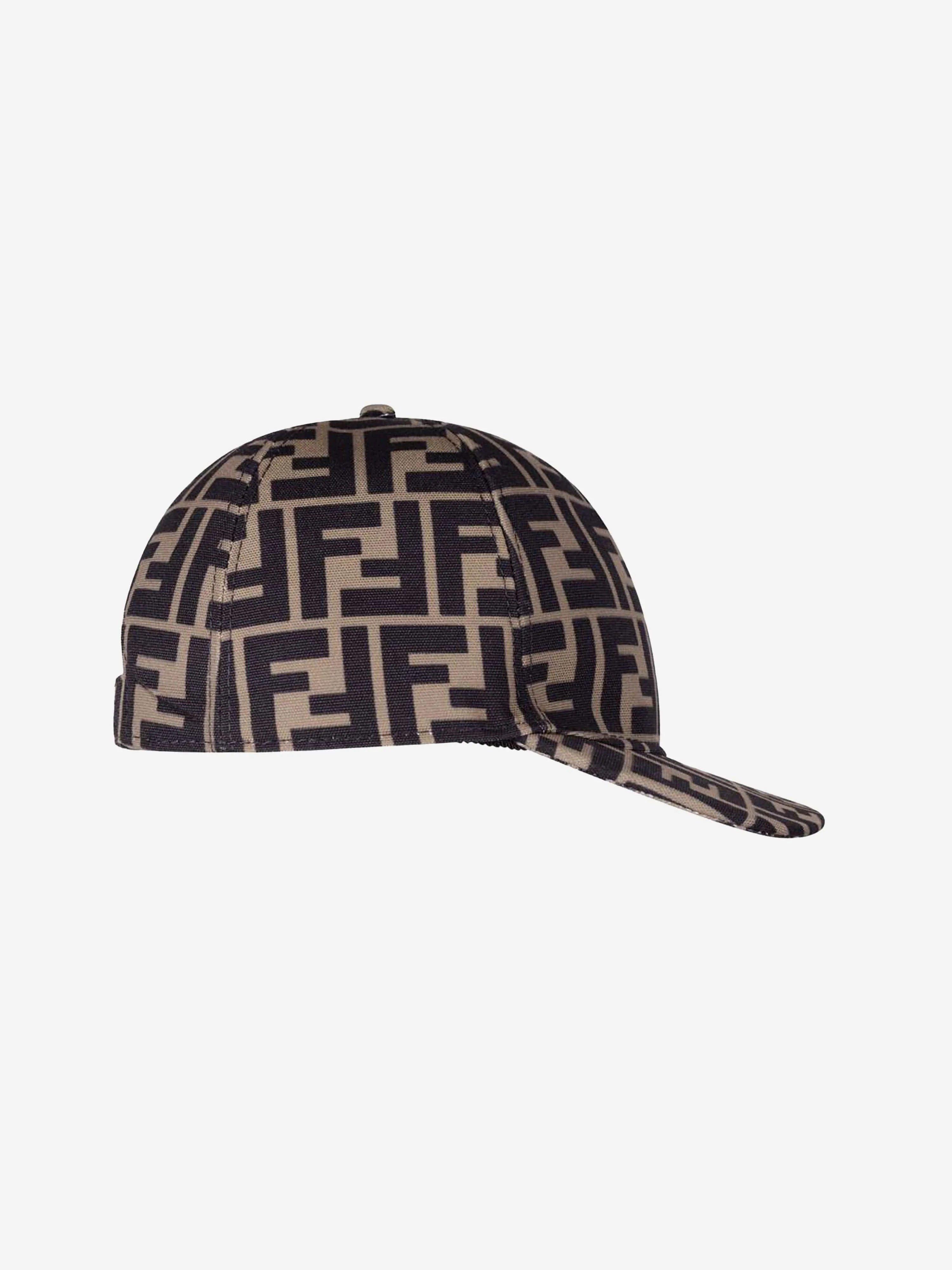Fendi Kids Zucca Logo Cap in Brown