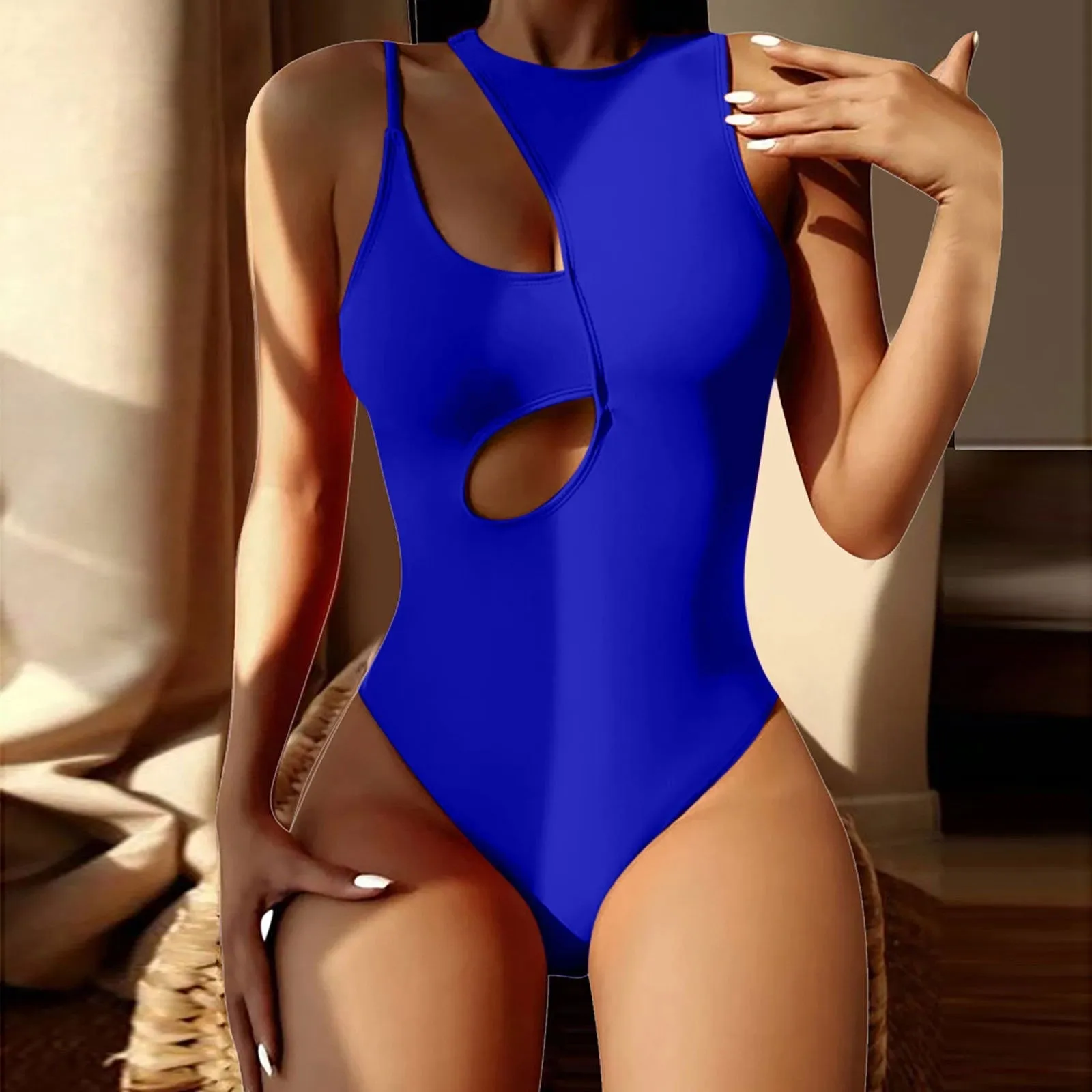 hollow one-shoulder swimsuit