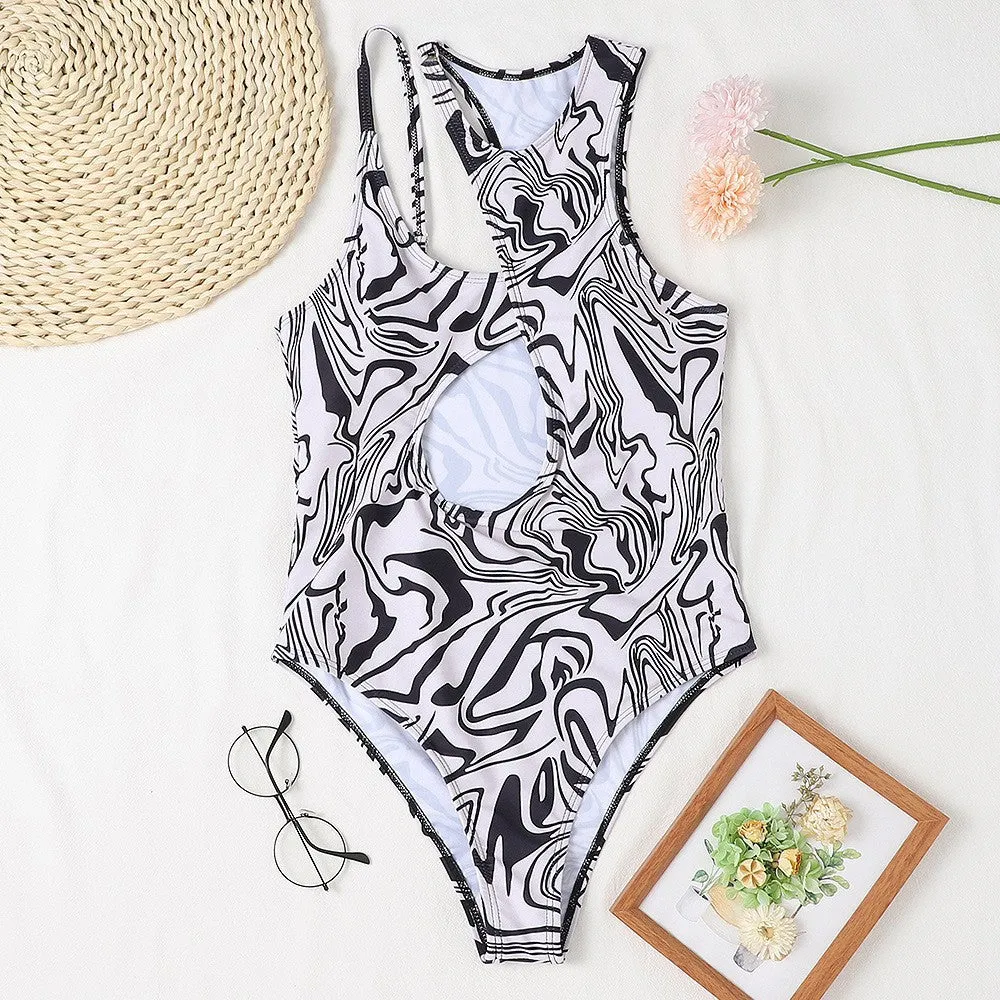 hollow one-shoulder swimsuit
