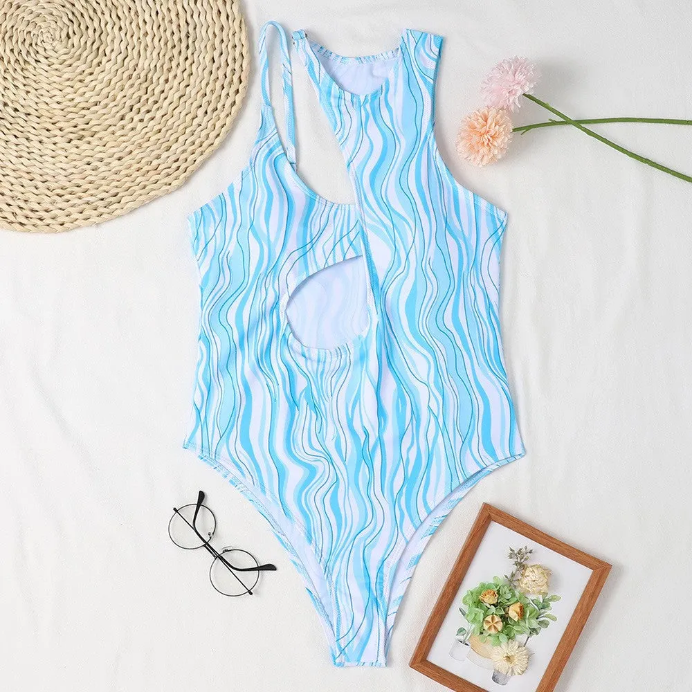 hollow one-shoulder swimsuit