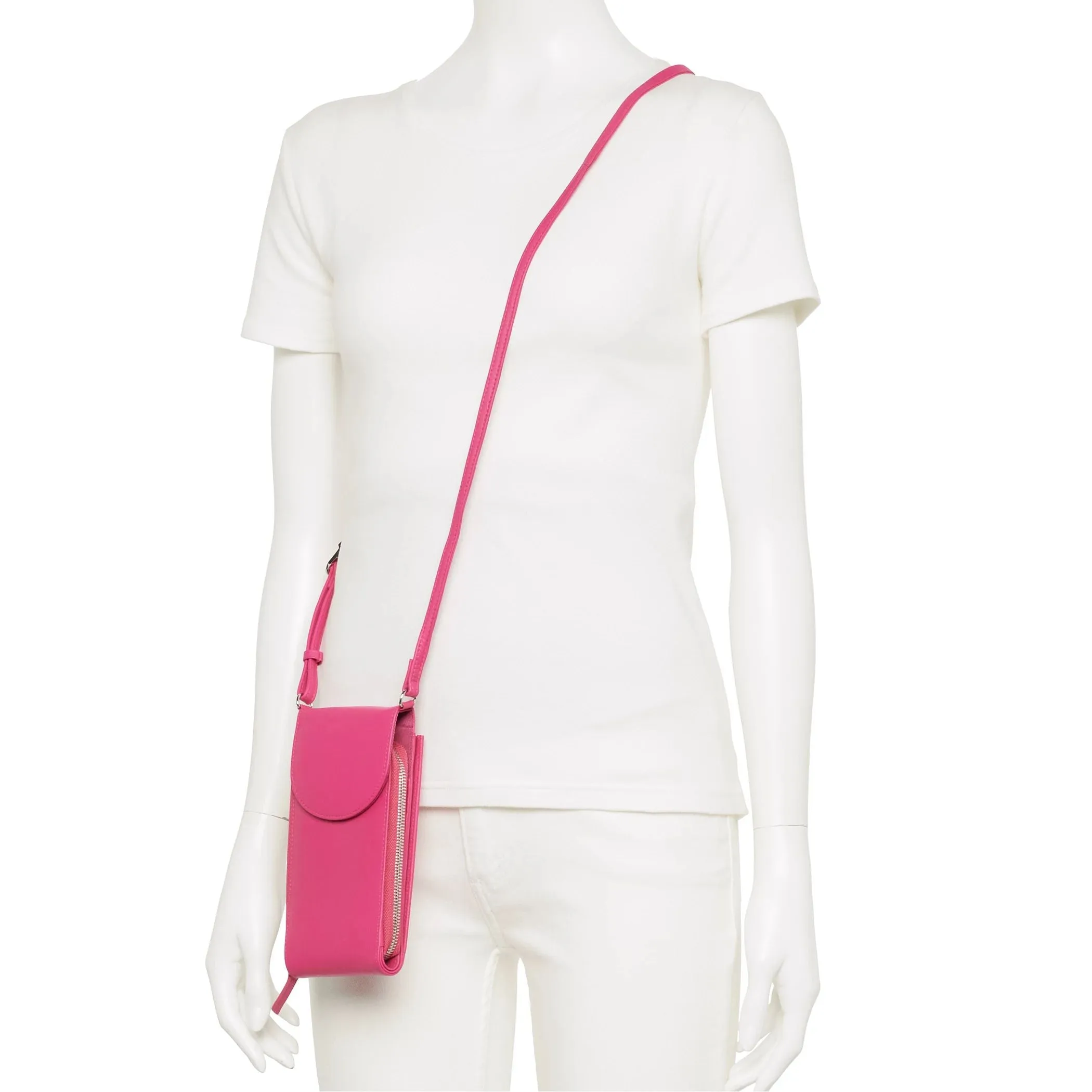 ili Leather accordion phone bag with RFID blocking ili, pink