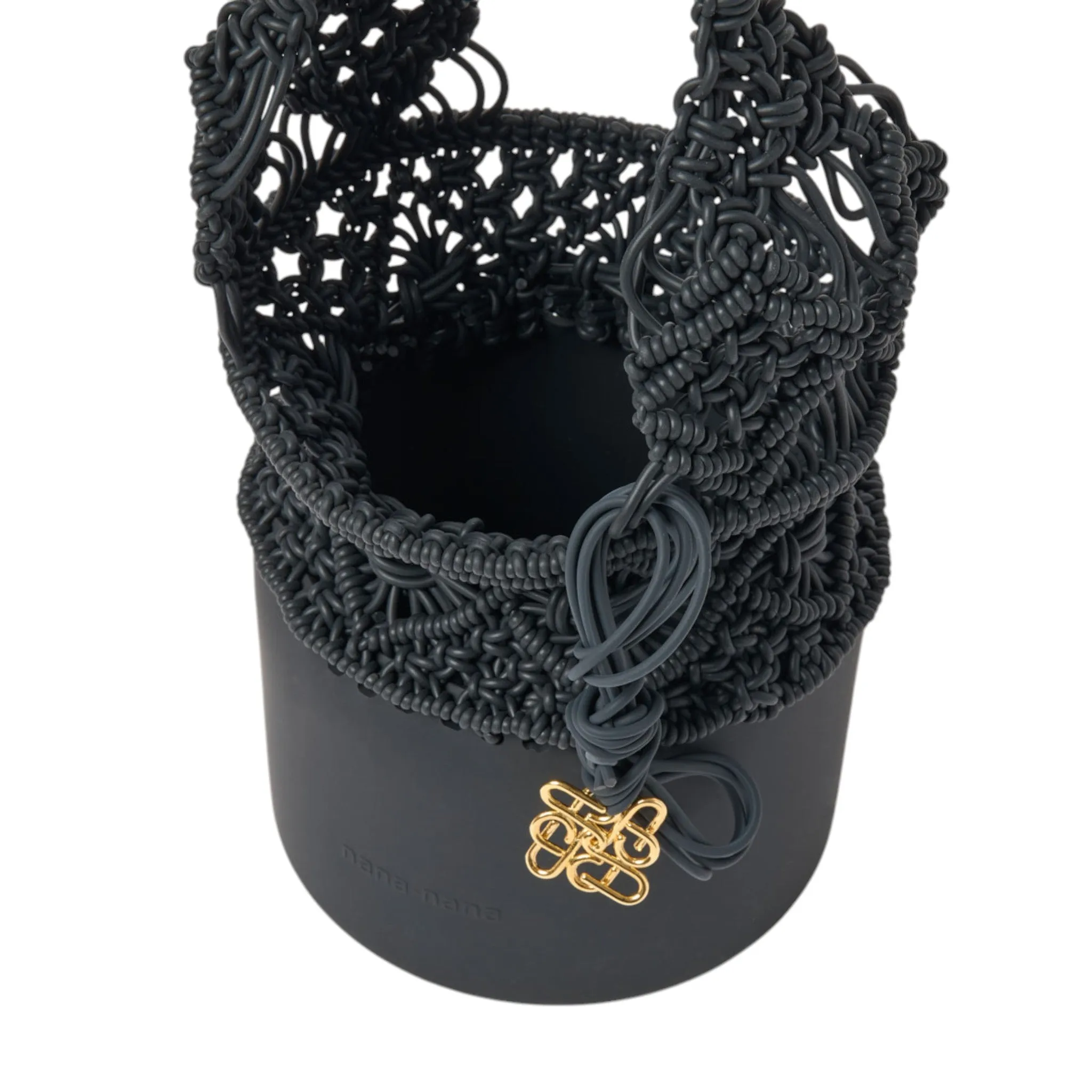 KNOT SILICONE KNITTING BUCKET SHOULDER BAG / BLACK