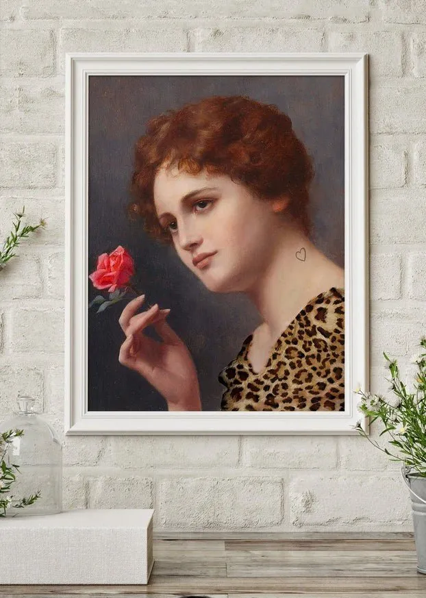 Leopard Print Lady Painting Print