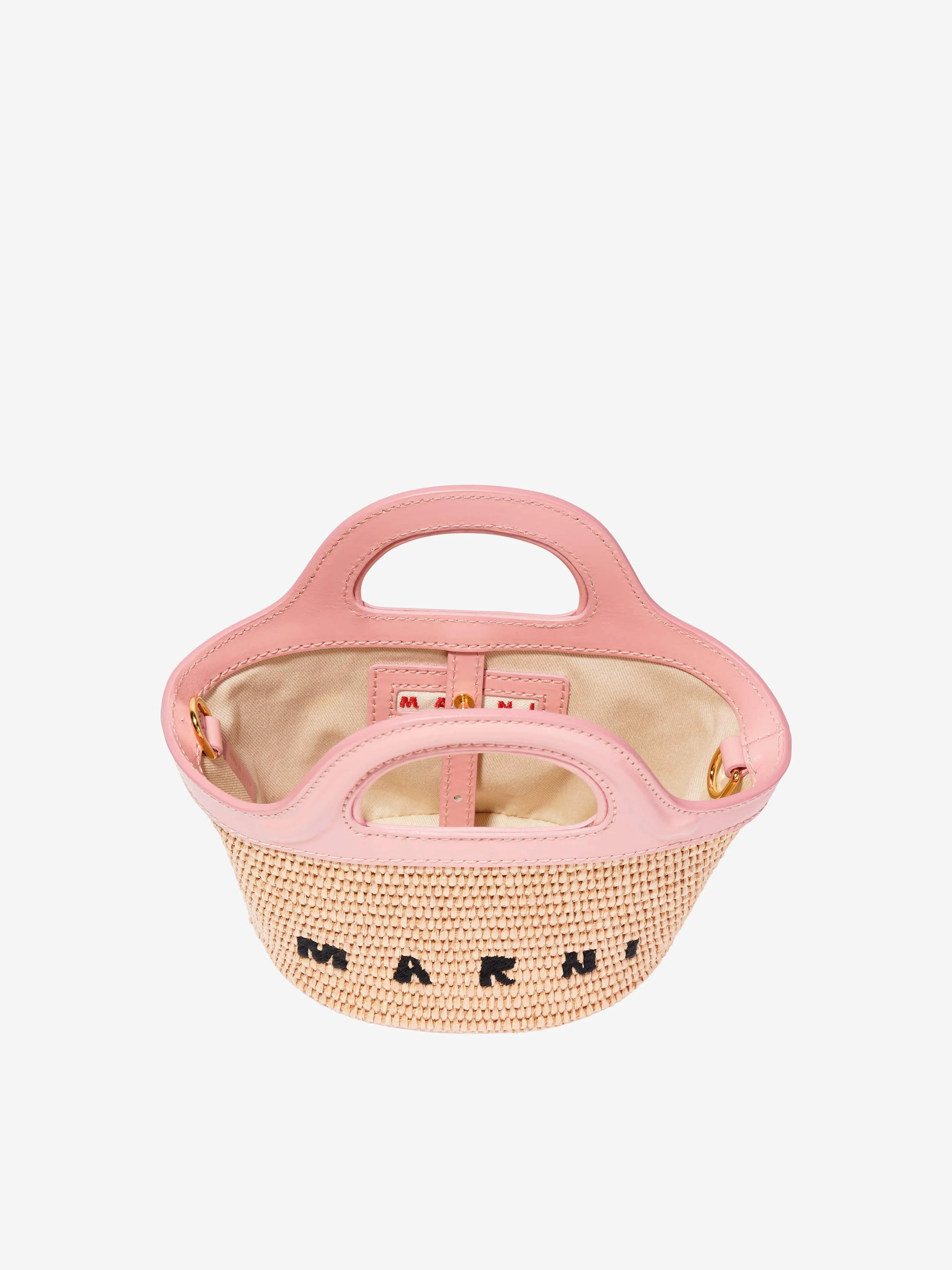 MARNI Girls Shoulder Basket Bag in Beige