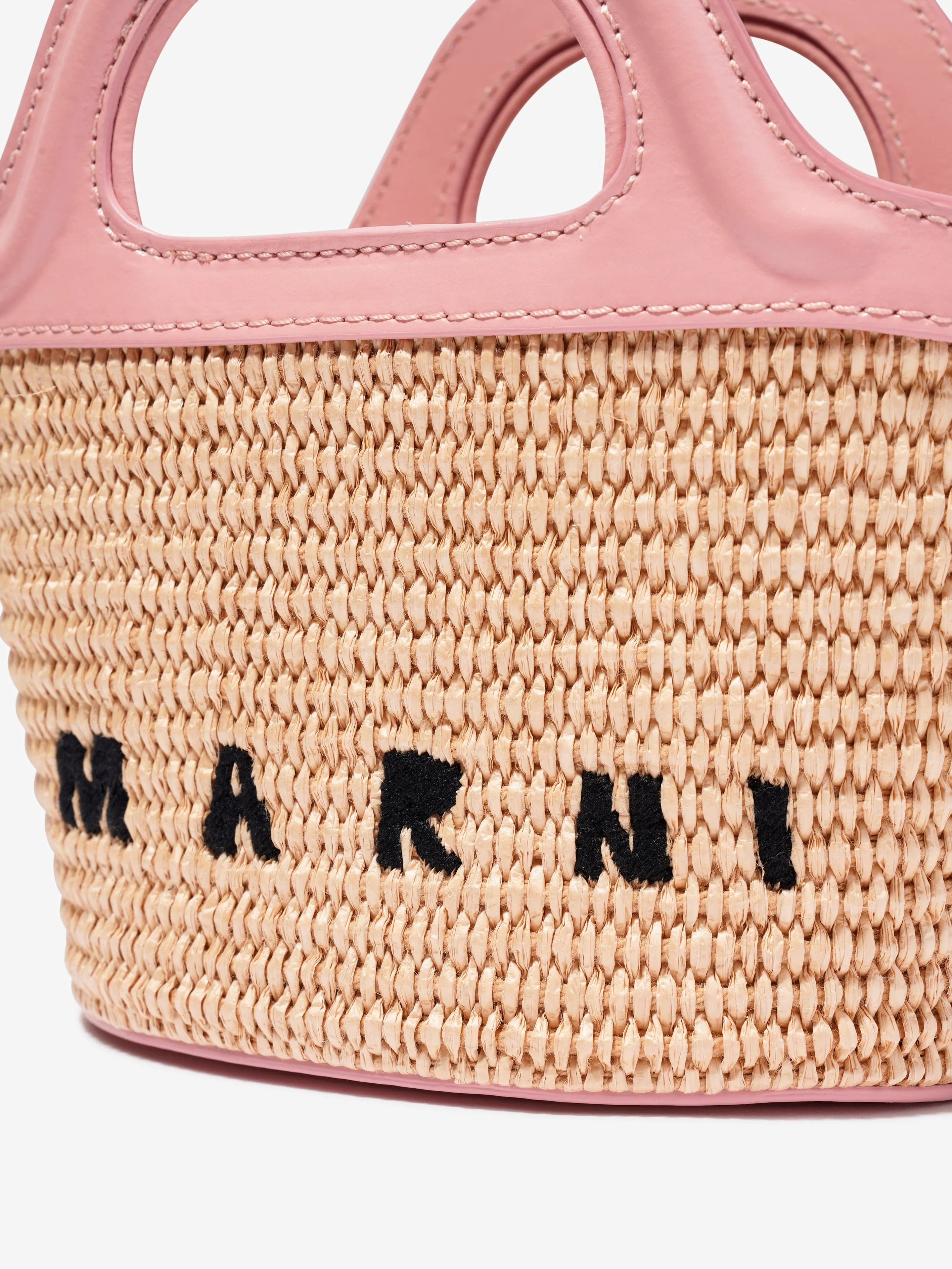 MARNI Girls Shoulder Basket Bag in Beige