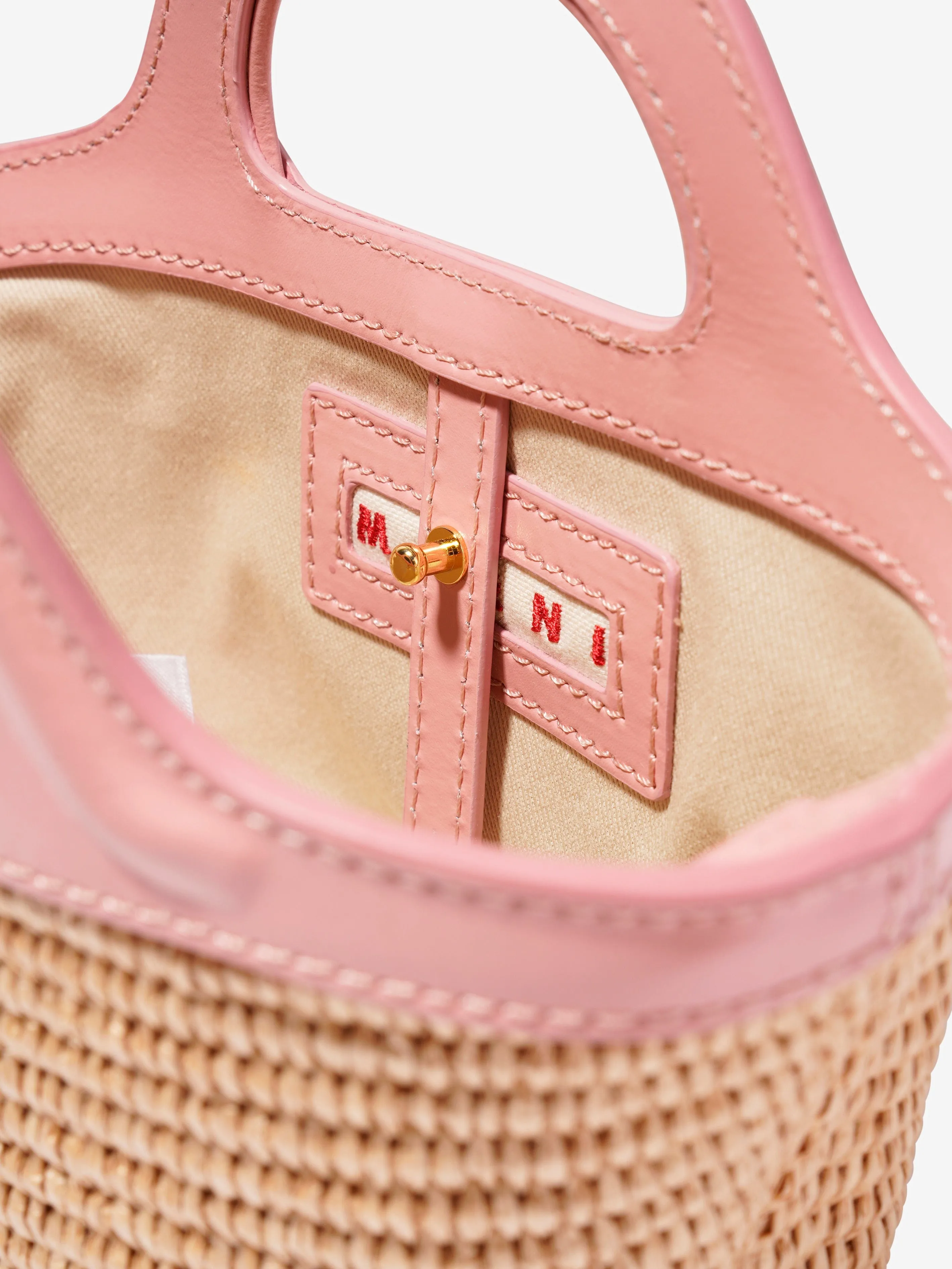MARNI Girls Shoulder Basket Bag in Beige