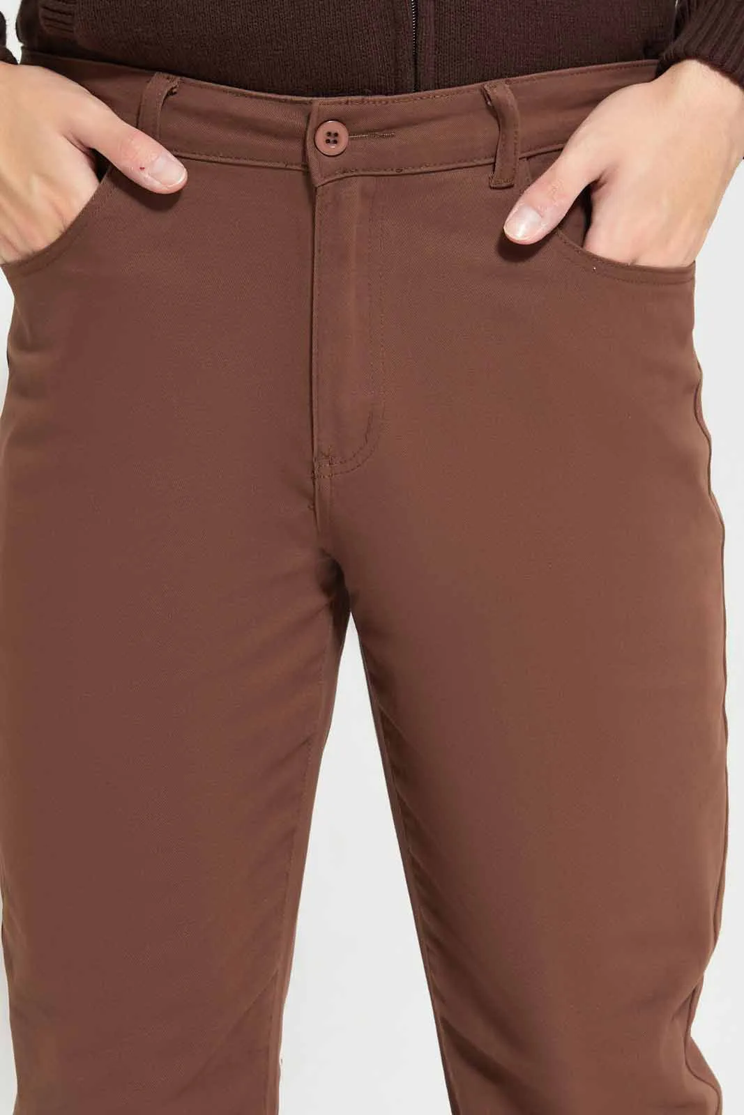 Men Brown 5-Pocket Jean