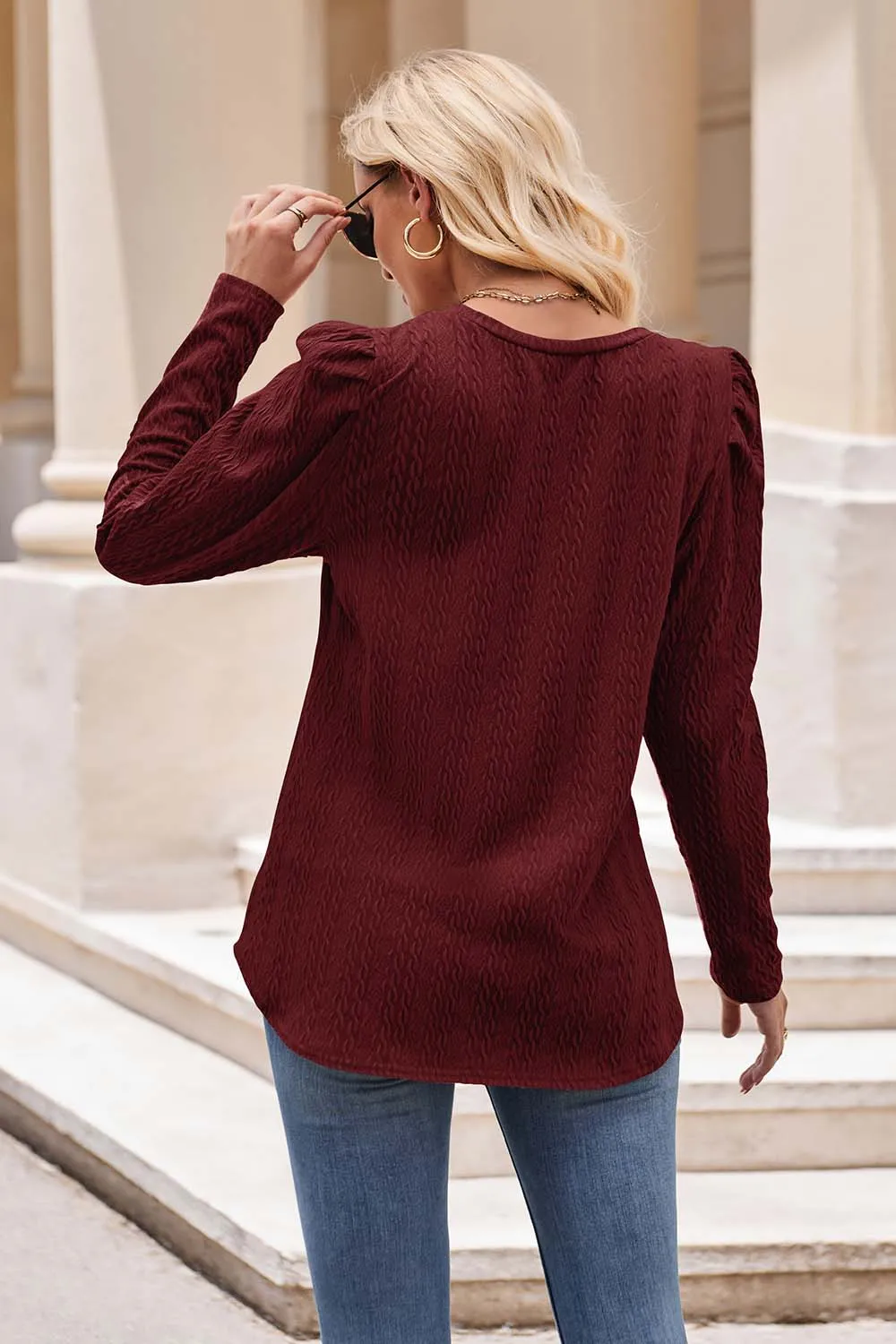 Nsquared Round Neck Puff Sleeve Blouse