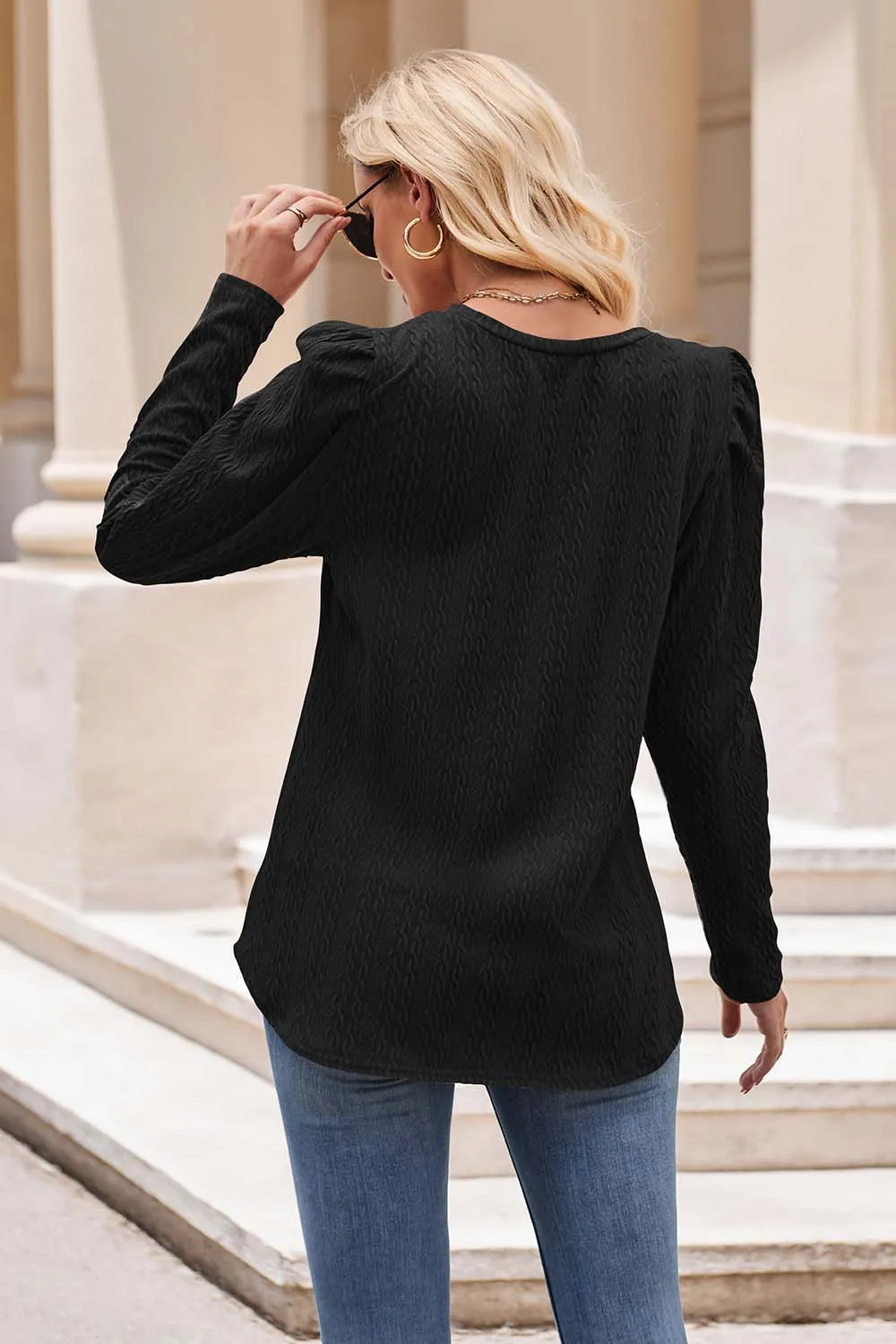 Nsquared Round Neck Puff Sleeve Blouse