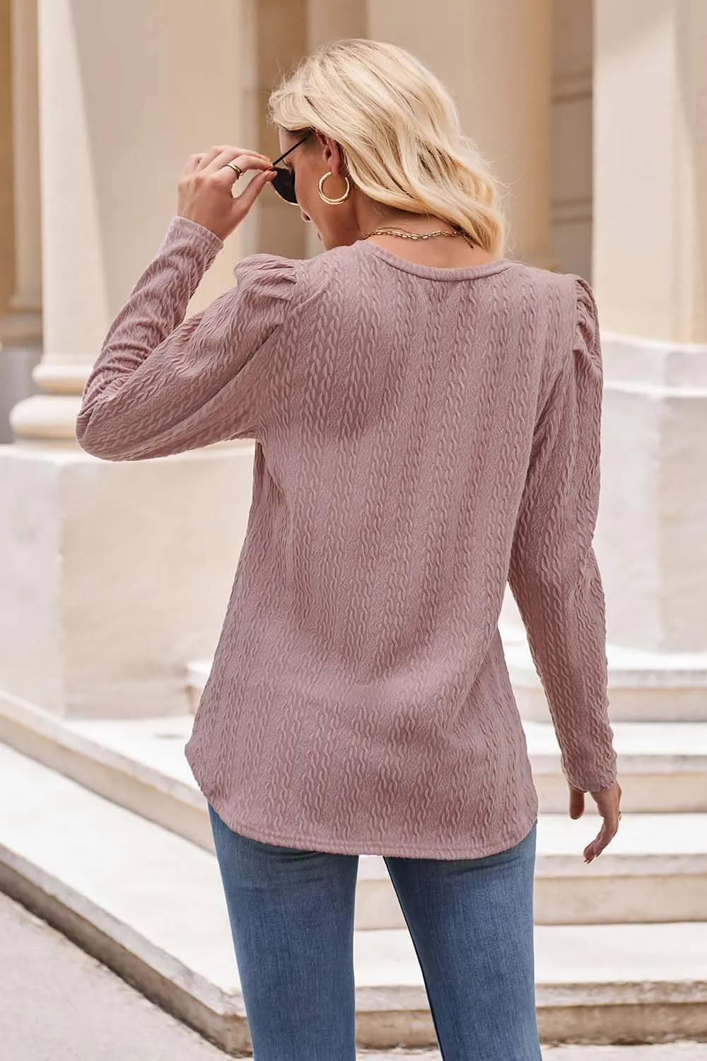 Nsquared Round Neck Puff Sleeve Blouse