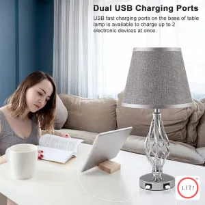 Retro touch Spiral cage Metal Desk lamp with Dual USB Ports