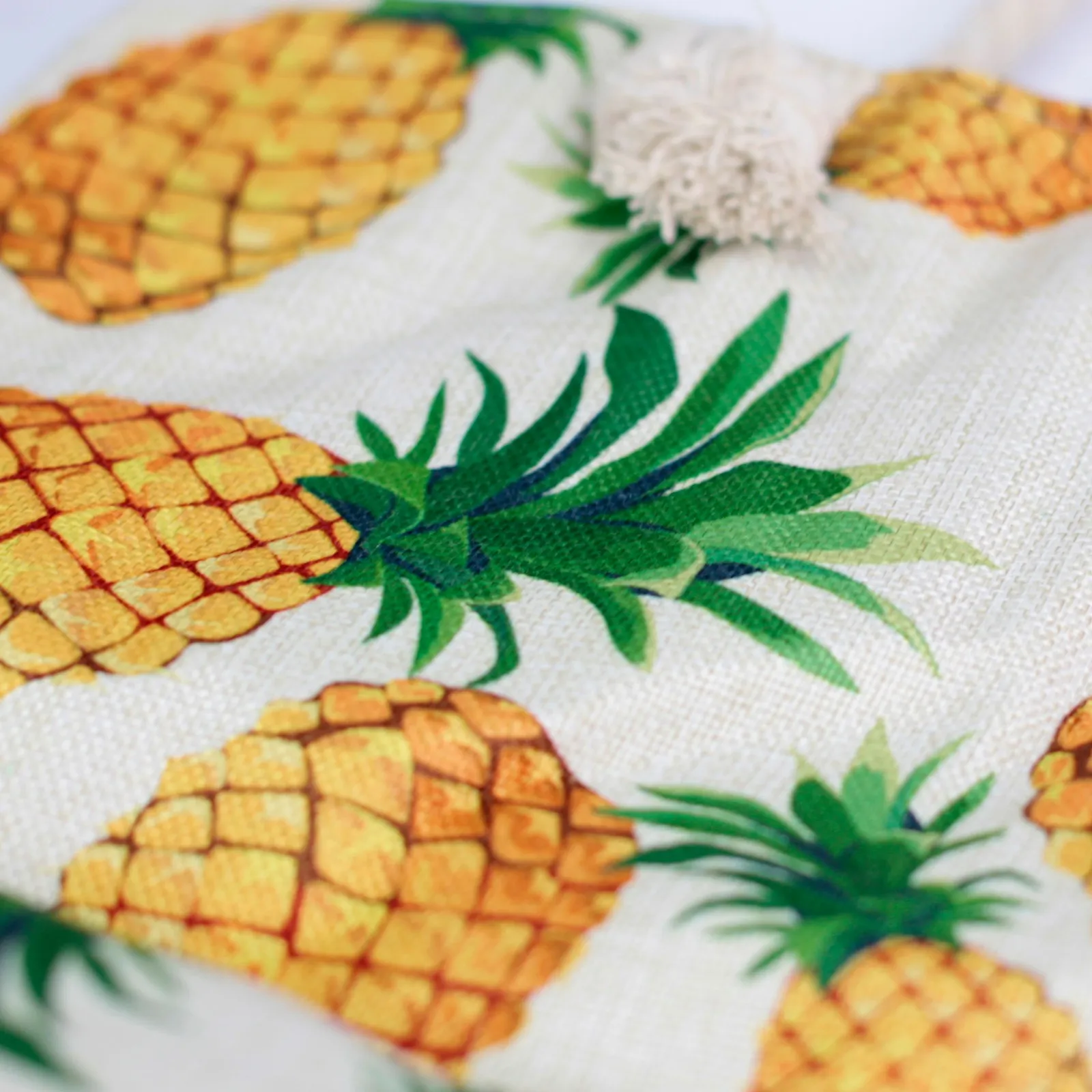 Rope Handle Bag - Pineapples | Vintage Style Beach Tote Bag with Soft Rope Handles