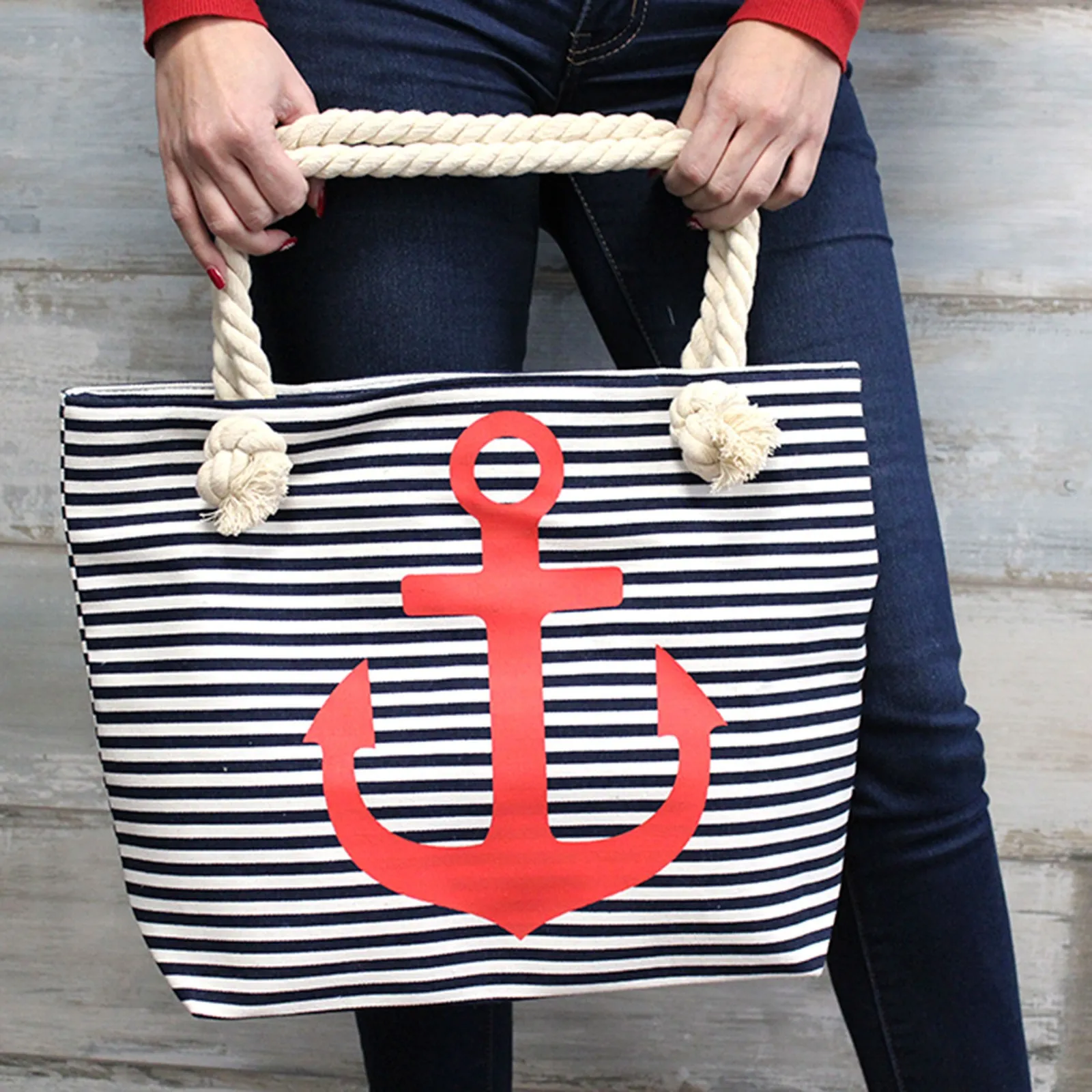 Rope Handle Bag - Pineapples | Vintage Style Beach Tote Bag with Soft Rope Handles