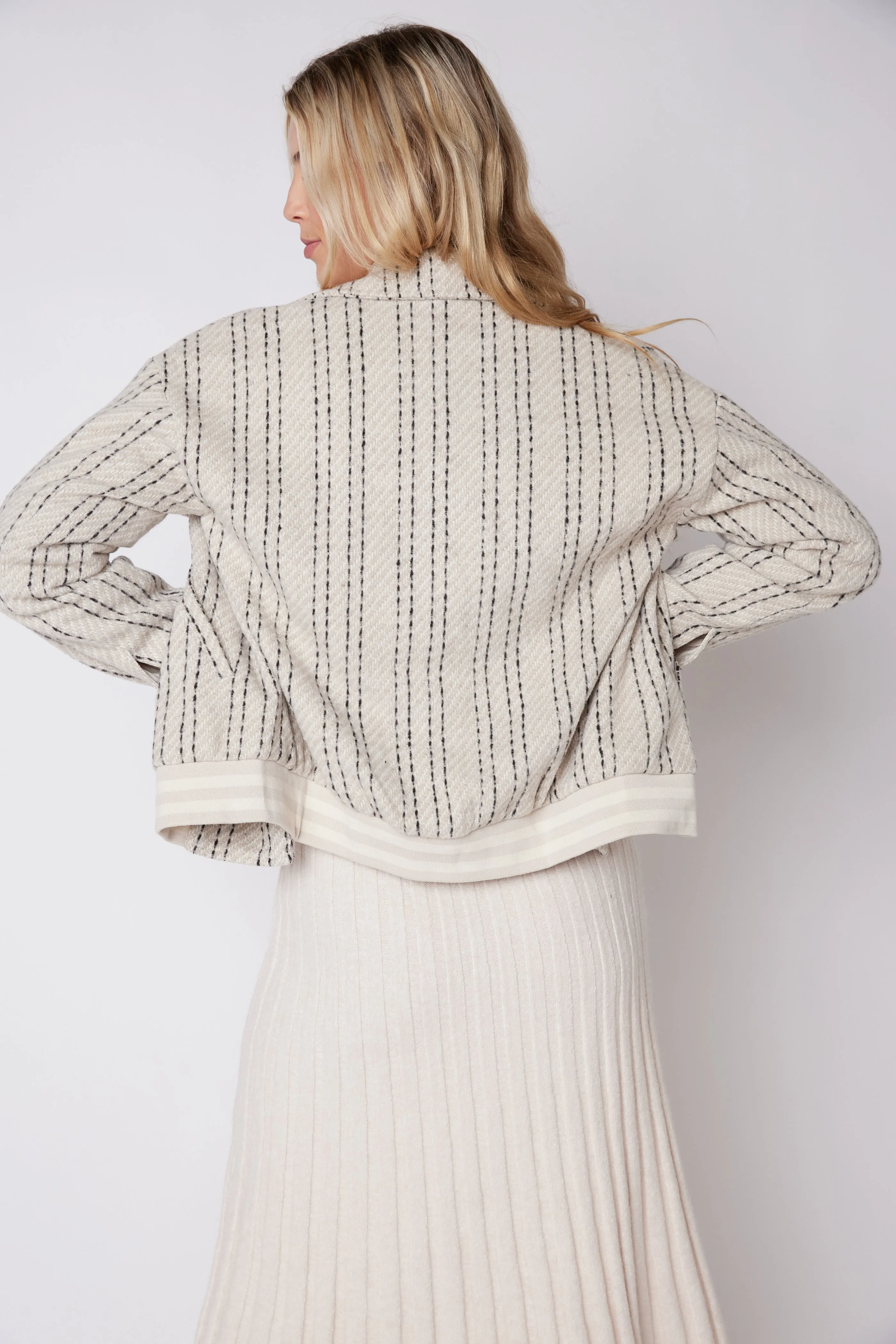 SALE - Lilian Striped Bomber Jacket