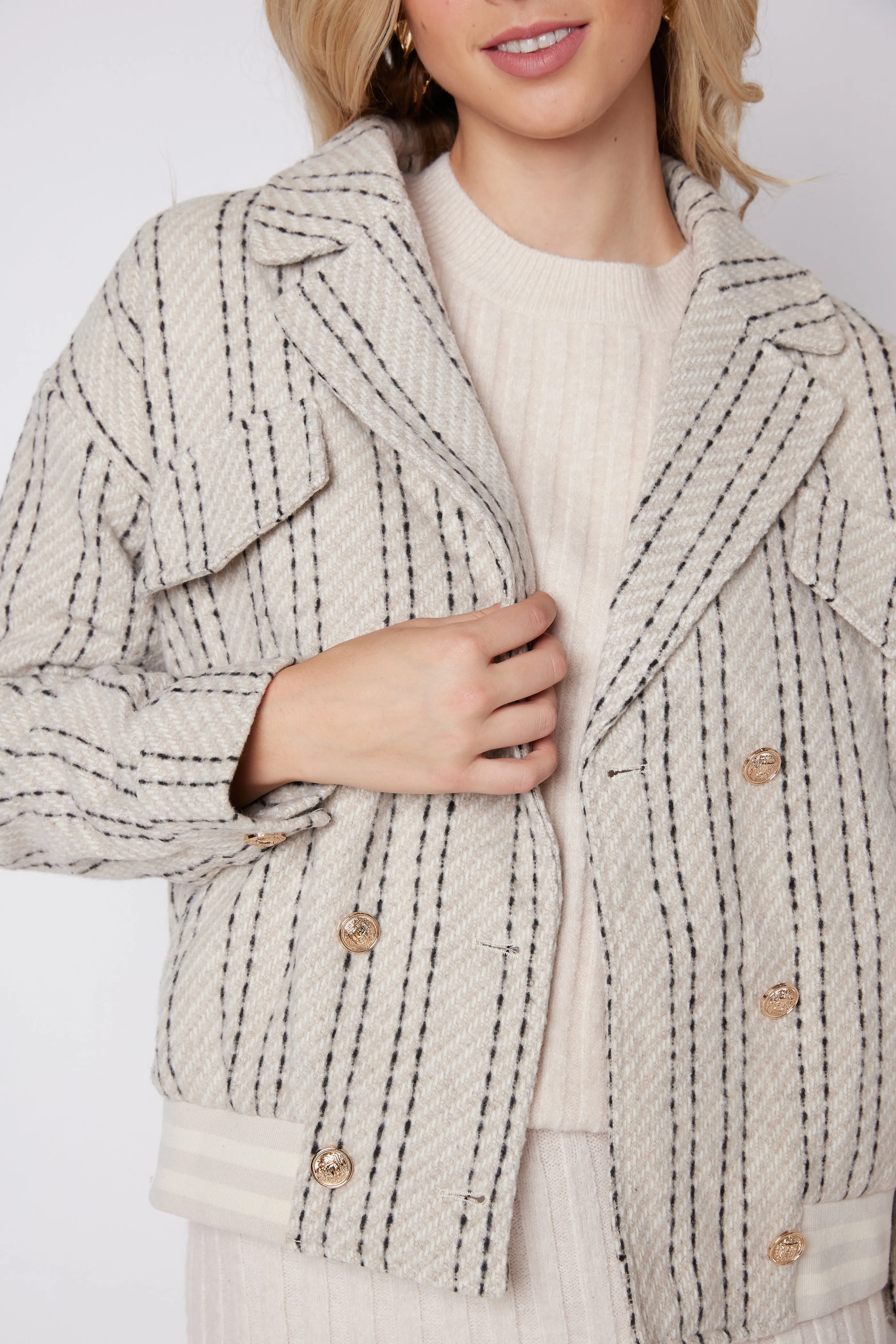 SALE - Lilian Striped Bomber Jacket
