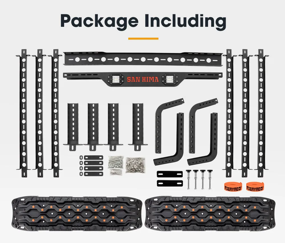San Hima Universal Ute Tub Rack 3mm Steel   Pair Recovery Tracks 15T Board Black