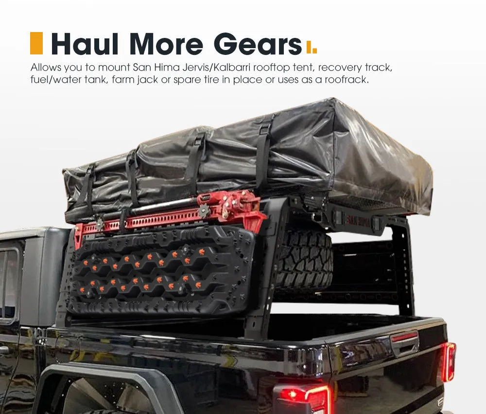 San Hima Universal Ute Tub Rack 3mm Steel   Pair Recovery Tracks 15T Board Black