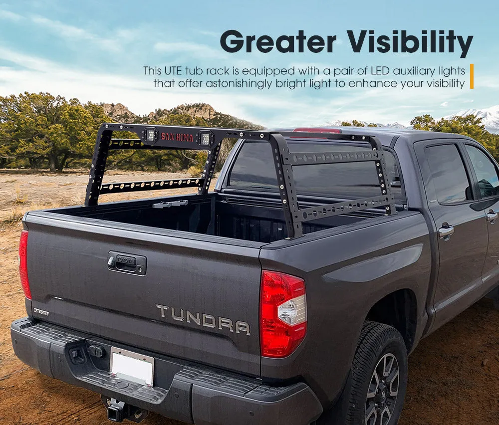 San Hima Universal Ute Tub Rack 3mm Steel   Pair Recovery Tracks 15T Board Black