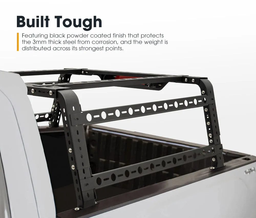 San Hima Universal Ute Tub Rack 3mm Steel   Pair Recovery Tracks 15T Board Black