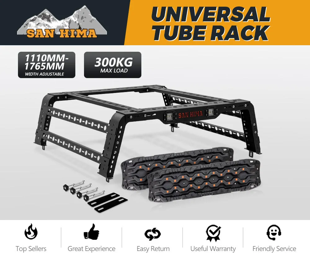 San Hima Universal Ute Tub Rack 3mm Steel   Pair Recovery Tracks 15T Board Black