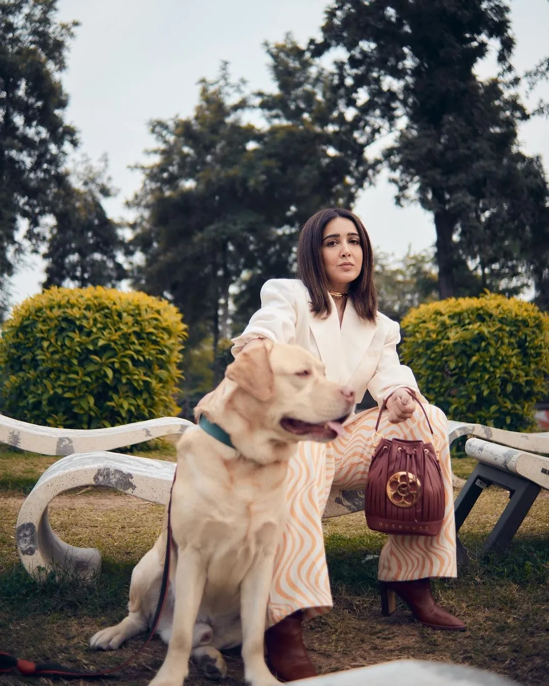 Sanjana Batra In OH Poppi Bucket Bag in Rosewood Maroon