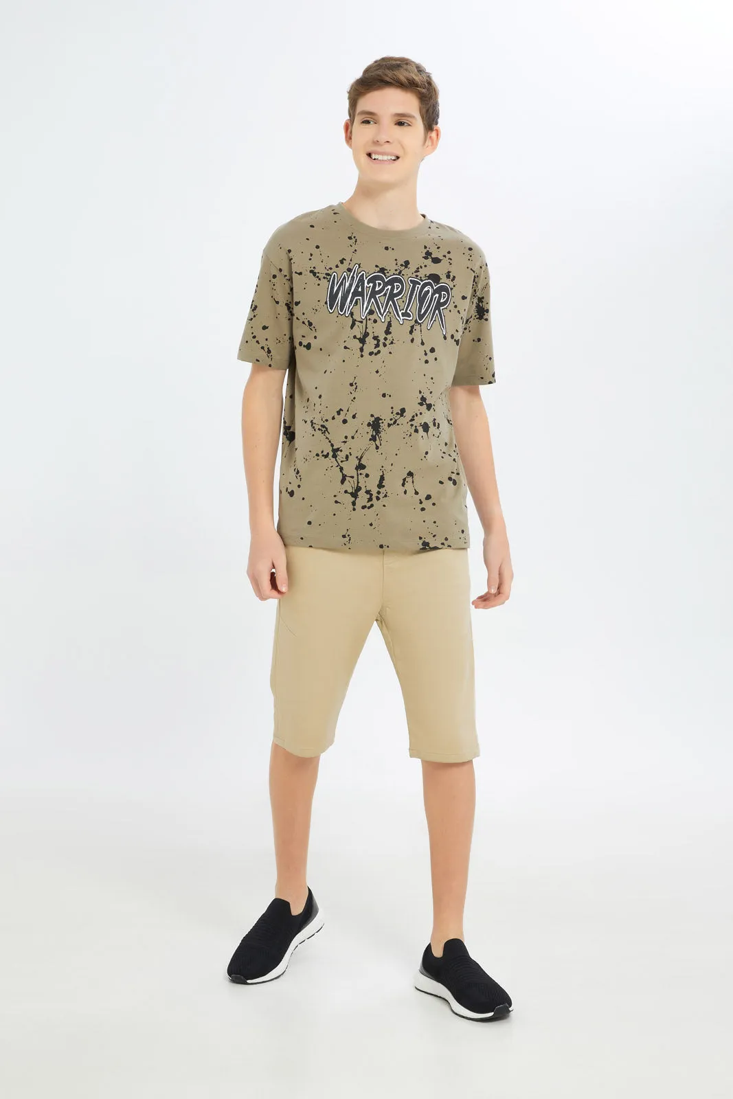 Senior Boys Beige Pull On Short