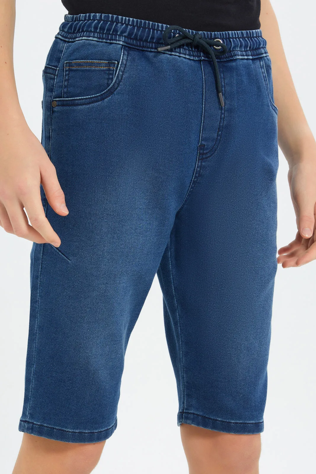 Senior Boys Blue Pull On Denim Short