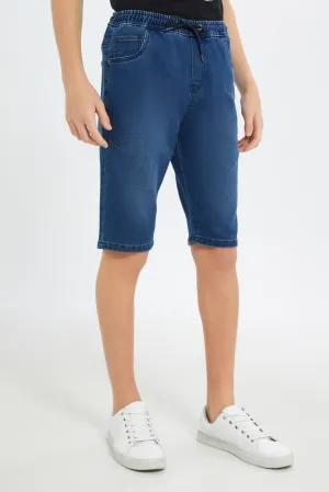 Senior Boys Blue Pull On Denim Short