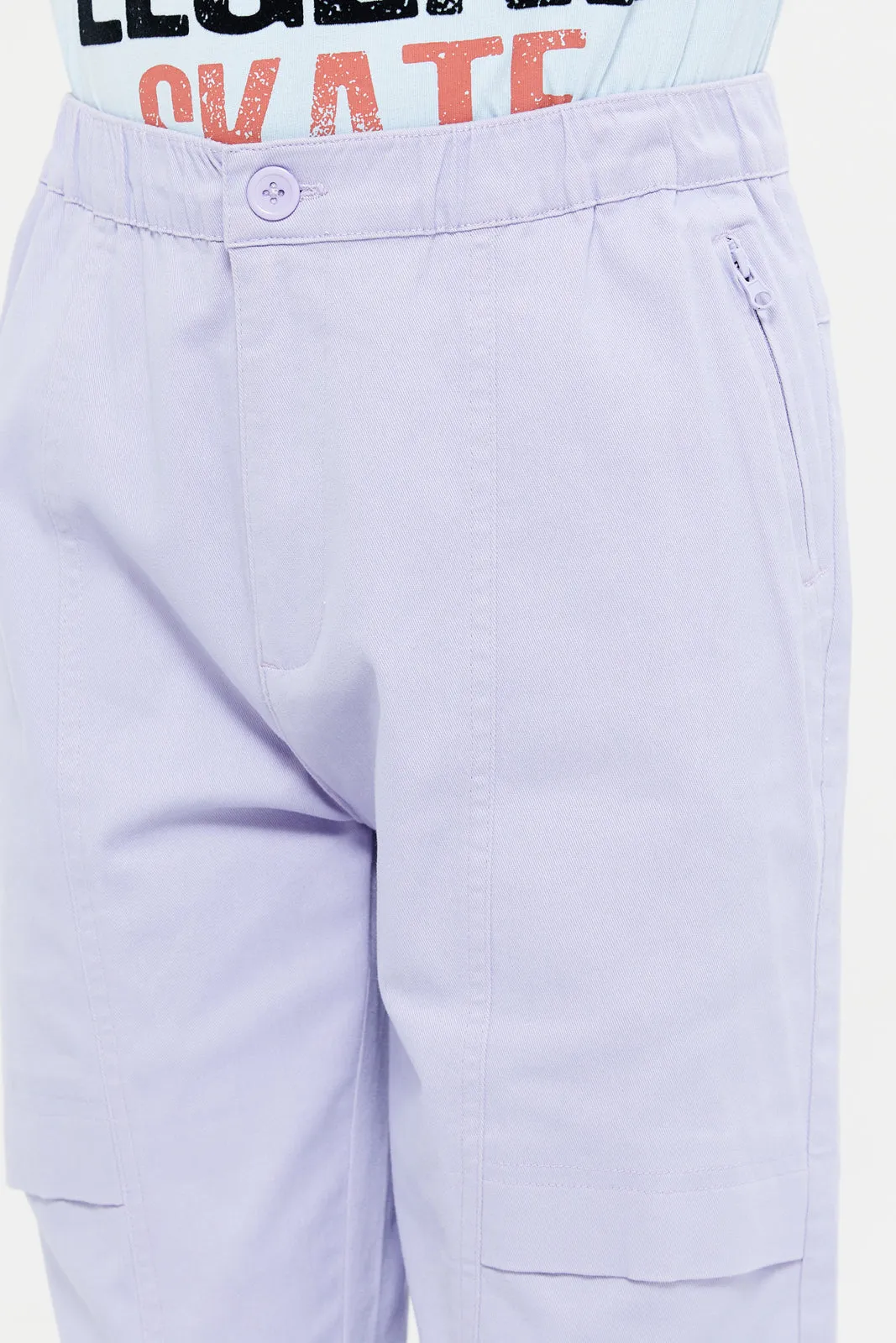 Senior Boys Lilac Pullon Cargo Shorts
