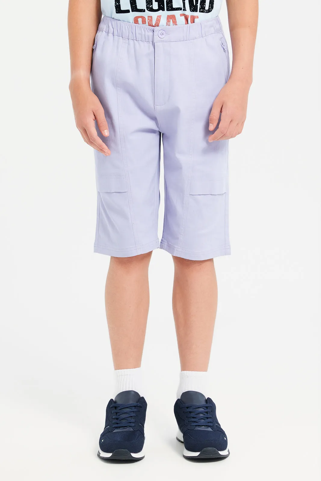 Senior Boys Lilac Pullon Cargo Shorts