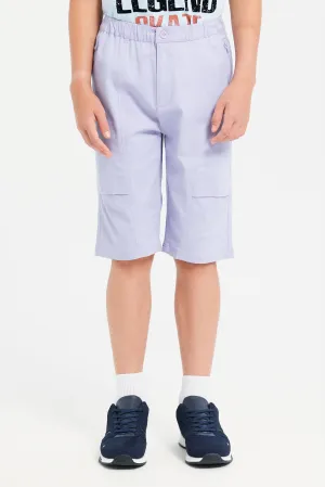 Senior Boys Lilac Pullon Cargo Shorts