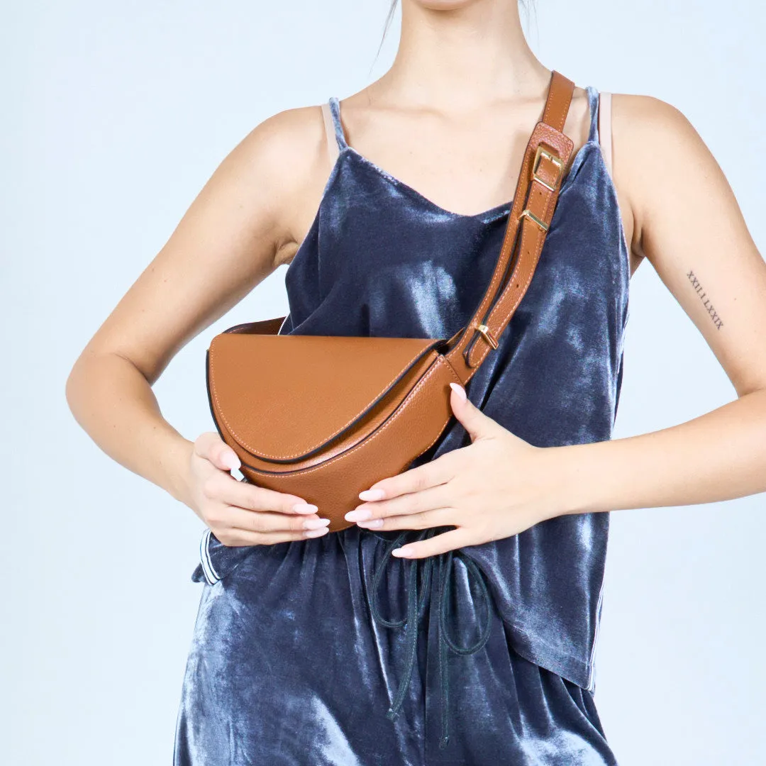 Sleek crossbody half-moon bag wholesale