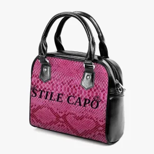 STILE CAPO QUEEN PINK SNAKE  Leather Saddle Bag