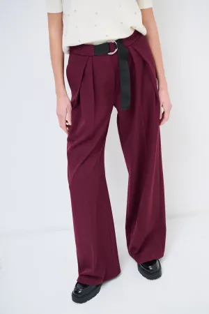 Wide-leg pleated trousers with belt wholesale