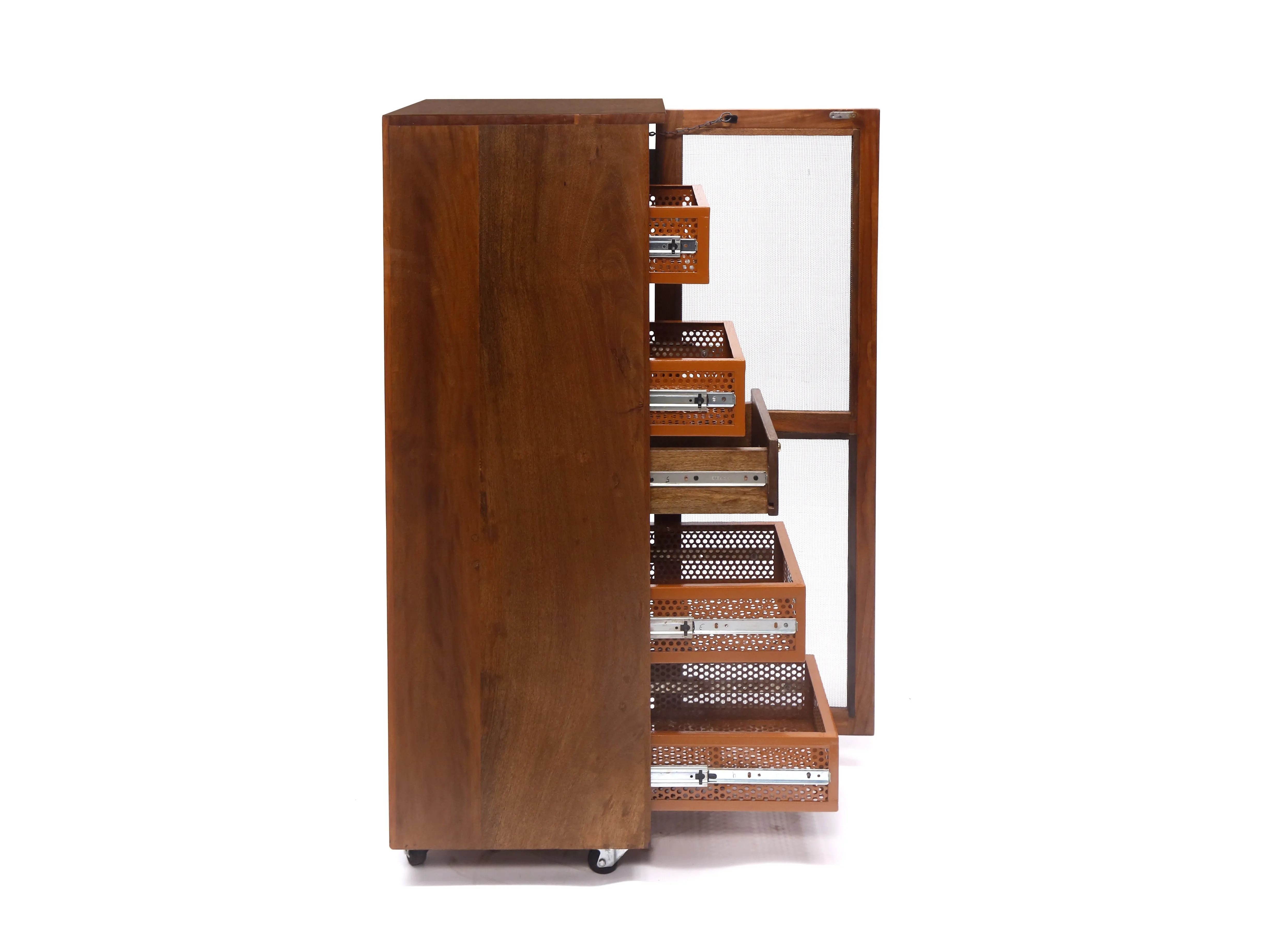 Wooden Long Vegetable Basket Trolley