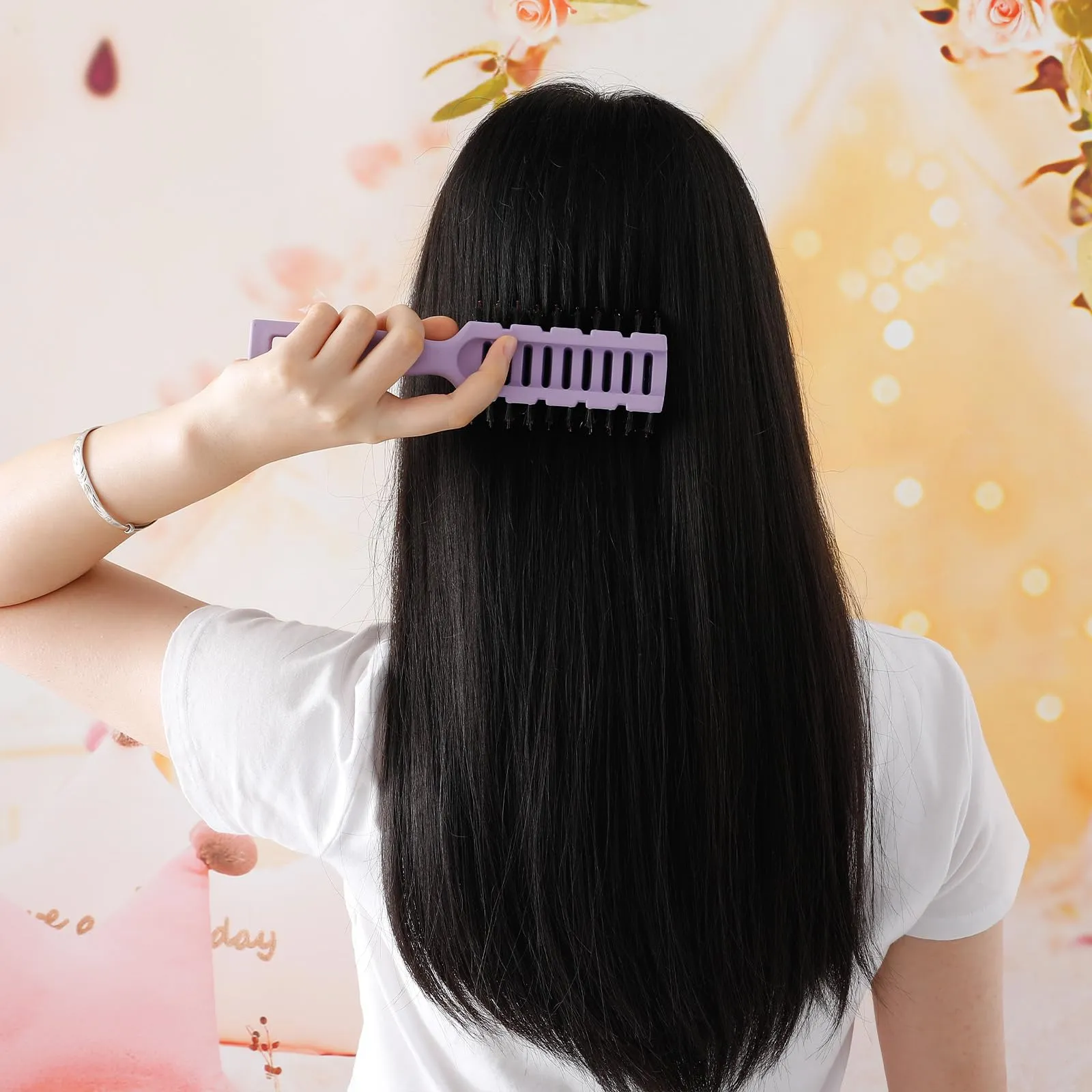 Yellow Chimes Round Vented Hair Brush for Quick Drying & Pain Free Detangling | Smoothens | Stylish design | Flexible Nylon Bristles | Suitable for All Hair Types