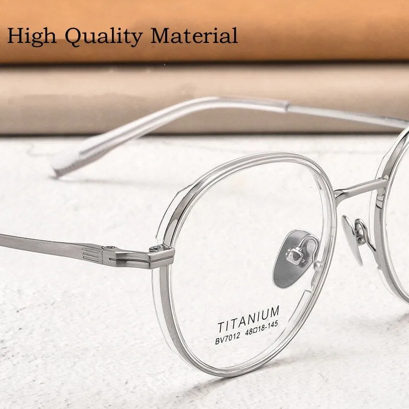 Yimaruili Unisex Full Rim Small Round Tr 90 Titanium Eyeglasses  Bv7012b