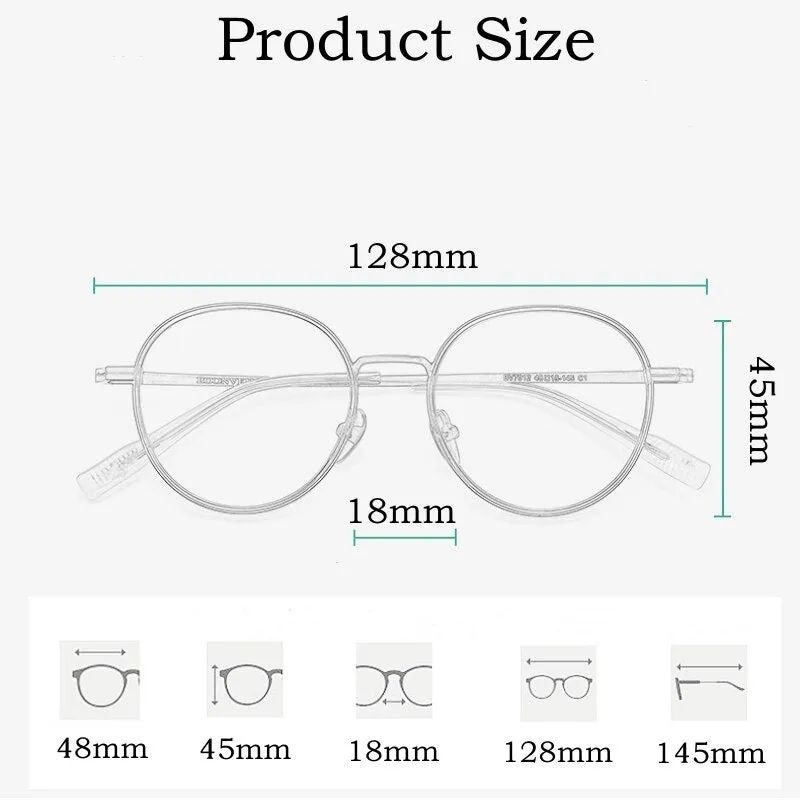 Yimaruili Unisex Full Rim Small Round Tr 90 Titanium Eyeglasses  Bv7012b