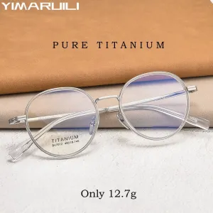 Yimaruili Unisex Full Rim Small Round Tr 90 Titanium Eyeglasses  Bv7012b